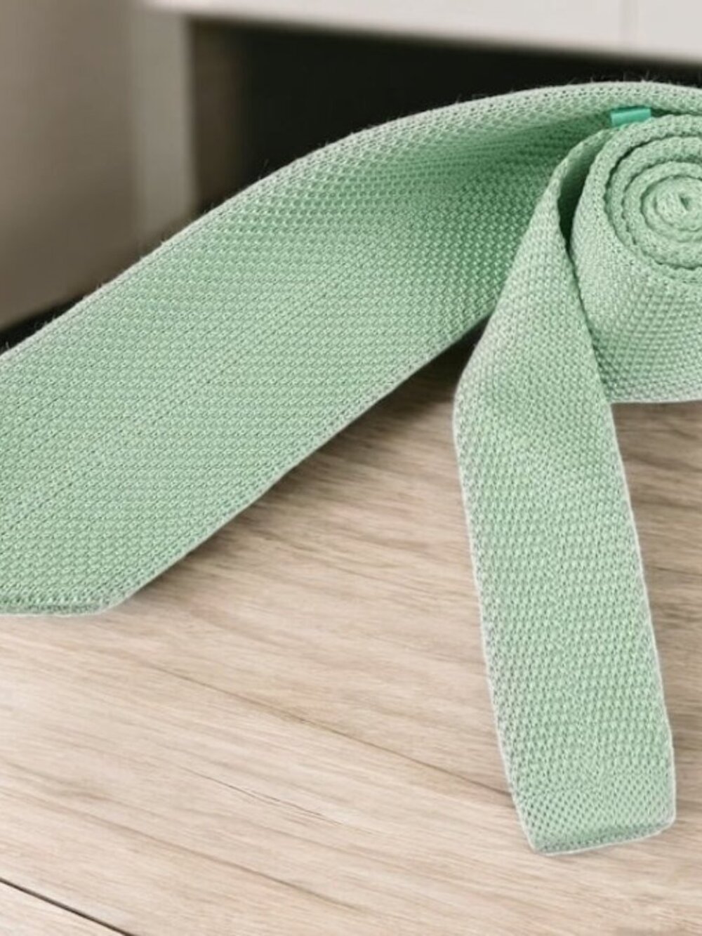 Silk, Knitted Sage Green Tie --Made in Italy